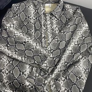 Asos snake print leather shacket